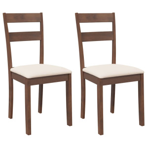 Sillas de comedor con cojines 2 uds madera maciza marrón caucho H