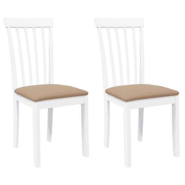 Cadeiras de jantar com almofadões 2 pcs madeira maciça branco M 2