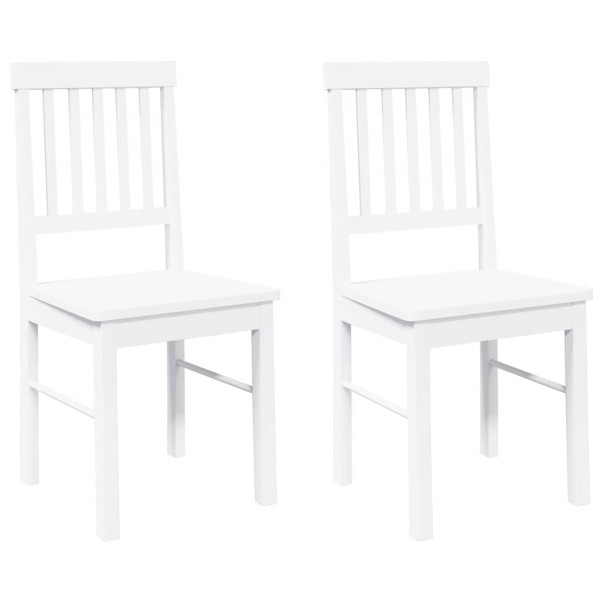 Sillas de comedor 2 unidades madera maciza de caucho blanco M 2
