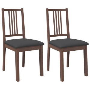 Sillas de comedor con cojines 2 uds madera maciza marrón caucho H