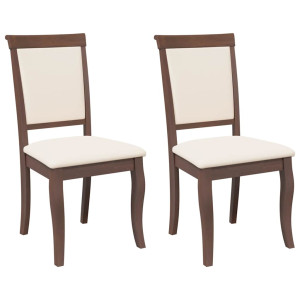 Sillas de comedor con cojines 2 uds madera maciza marrón caucho H
