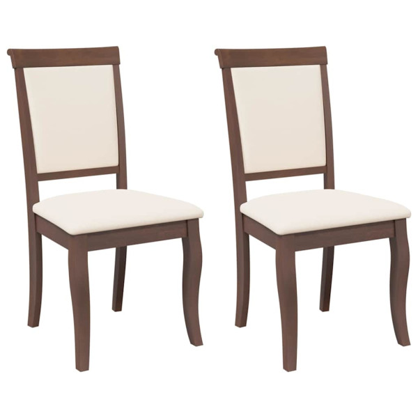 Sillas de comedor con cojines 2 uds madera maciza marrón caucho M 2