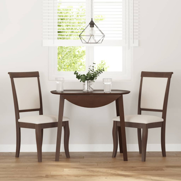 Sillas de comedor con cojines 2 uds madera maciza marrón caucho M 3