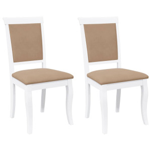 Sillas de comedor con cojines 2uds madera maciza blanco caucho H