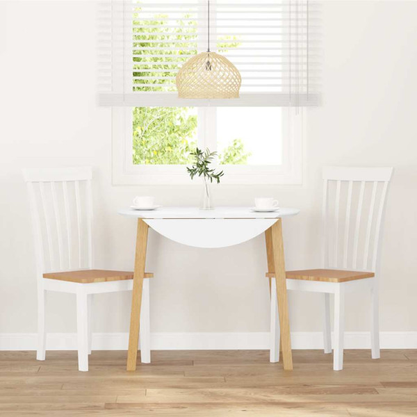 Sillas de comedor 2 unidades madera maciza de caucho blanco M 3