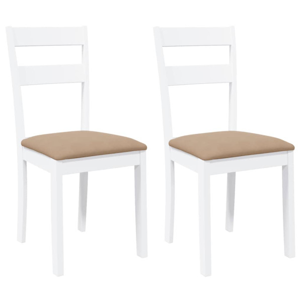 Cadeiras de jantar com almofadões 2 pcs madeira maciça branco M 2