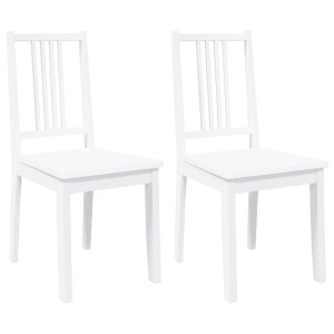 Sillas de comedor 2 unidades madera maciza de caucho blanco H