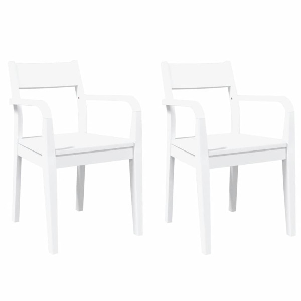 Cadeiras de jantar 2 pcs madeira de seringueira maciça branco M 2