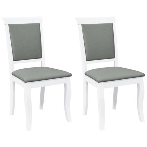 Cadeiras de jantar com almofadões 2 pcs madeira maciça branco H