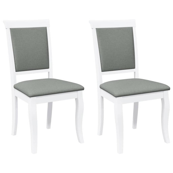 Cadeiras de jantar com almofadões 2 pcs madeira maciça branco M 2