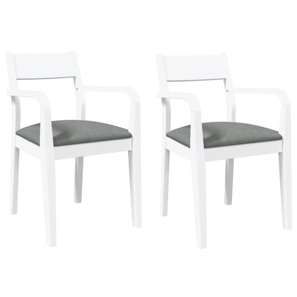 Cadeiras de jantar com almofadões 2 pcs madeira maciça branco M 2