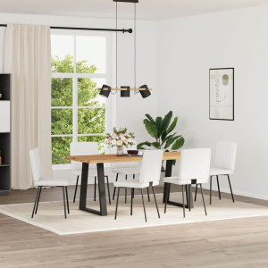 Sillas de comedor 6 uds cuero sintético blanco H