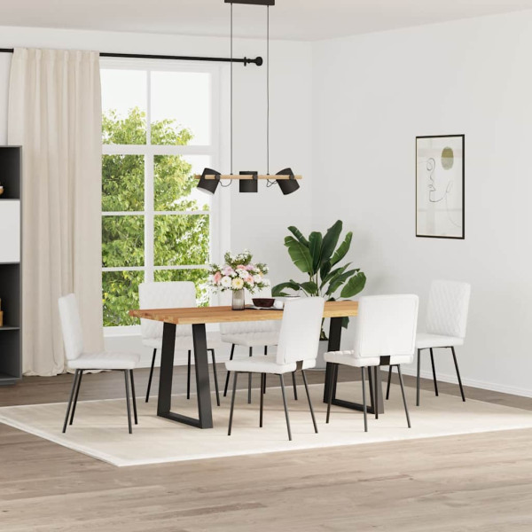 Sillas de comedor 6 uds cuero sintético blanco M 2