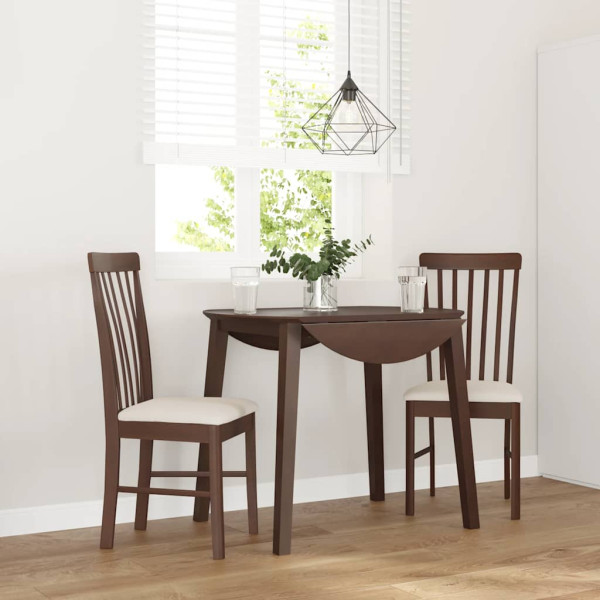 Sillas de comedor con cojines 2 uds madera maciza marrón caucho D