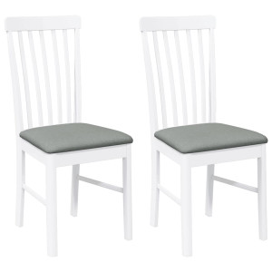Cadeiras de jantar com almofadões 2 pcs madeira maciça branco H