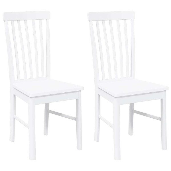 Sillas de comedor 2 unidades madera maciza de caucho blanco M 2