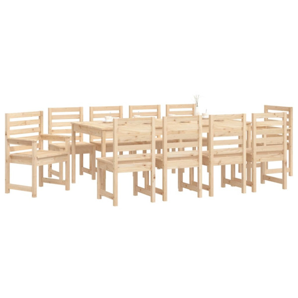 Juego de comedor de jardín 11 piezas madera maciza de pino M 4