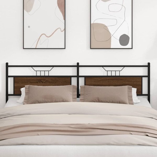 Cabecero de madera de ingeniería y acero marrón roble 193 cm D