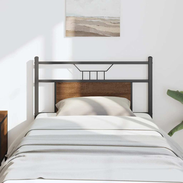 Cabecero de madera de ingeniería y acero marrón roble 80 cm D