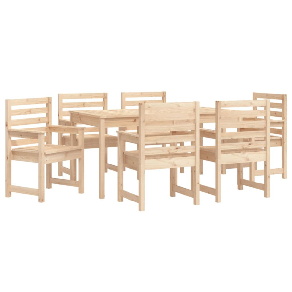 Juego de comedor de jardín 7 piezas madera maciza de pino M 5