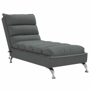 Chaise lounge de massagem com almofadões tecido cinzento-escuro H