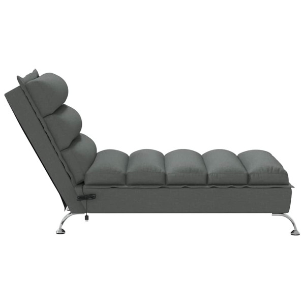Chaise lounge de massagem com almofadões tecido cinzento-escuro M 5