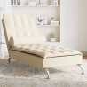 Chaise lounge de massagem com rolo tecido creme 1