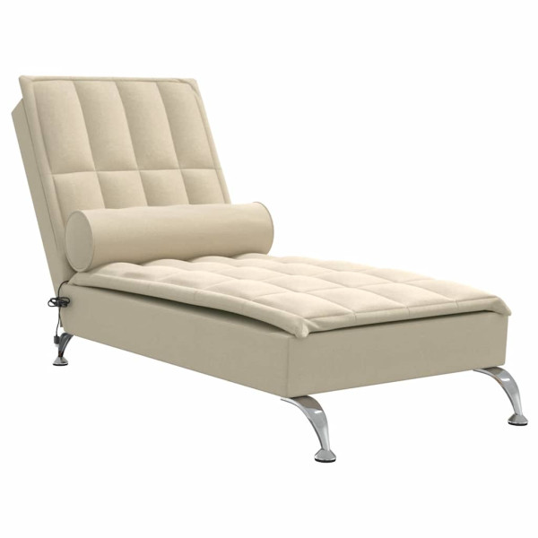 Chaise lounge de massagem com rolo tecido creme M 2
