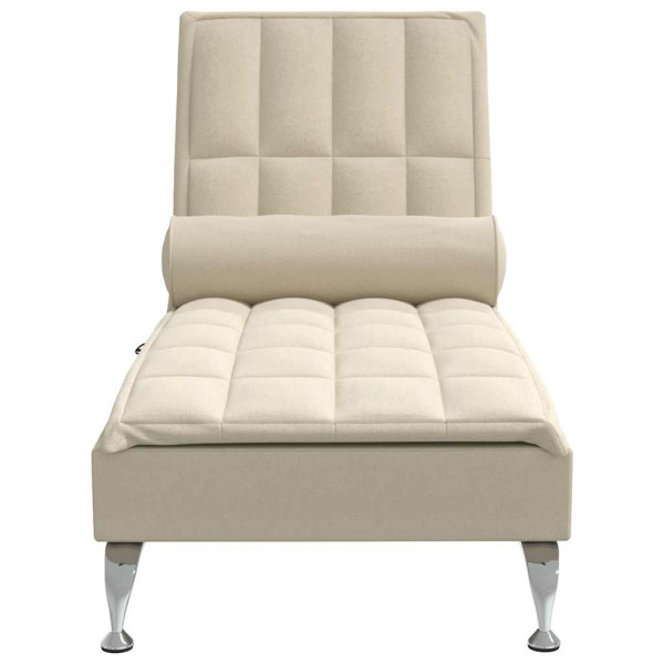 Chaise lounge de massagem com rolo tecido creme M 4