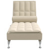 Chaise lounge de massagem com rolo tecido creme 4
