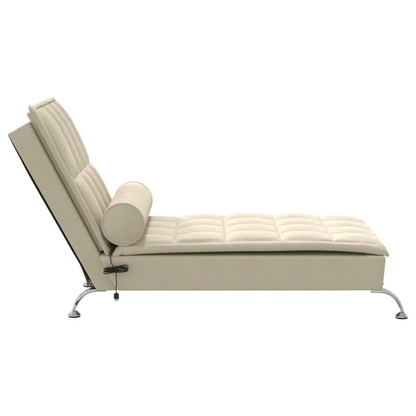 Chaise lounge de massagem com rolo tecido creme M 5