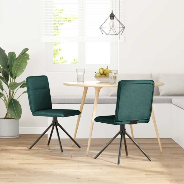 Sillas de comedor 2 unidades tela verde oscuro M 2