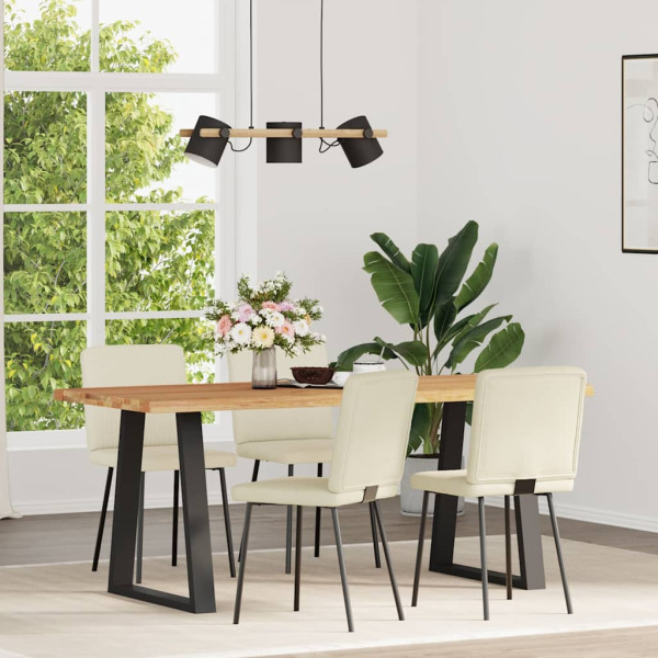 Cadeiras de jantar 4 pcs veludo cor creme M 2