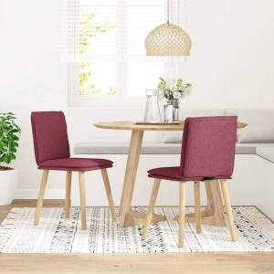 Sillas de comedor 2 unidades tela rojo tinto H
