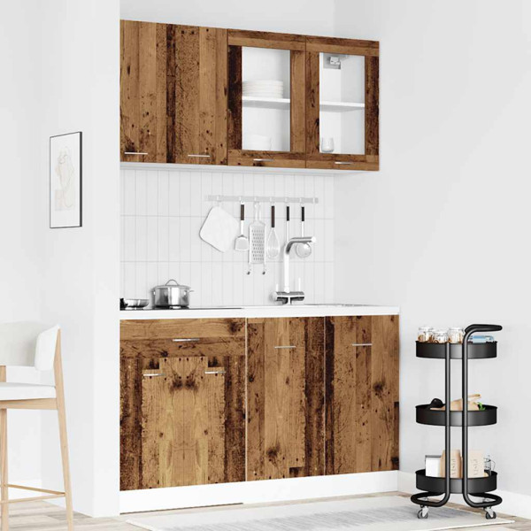 Mueble de cocina 4 piezas madera contrachapada madera vieja D