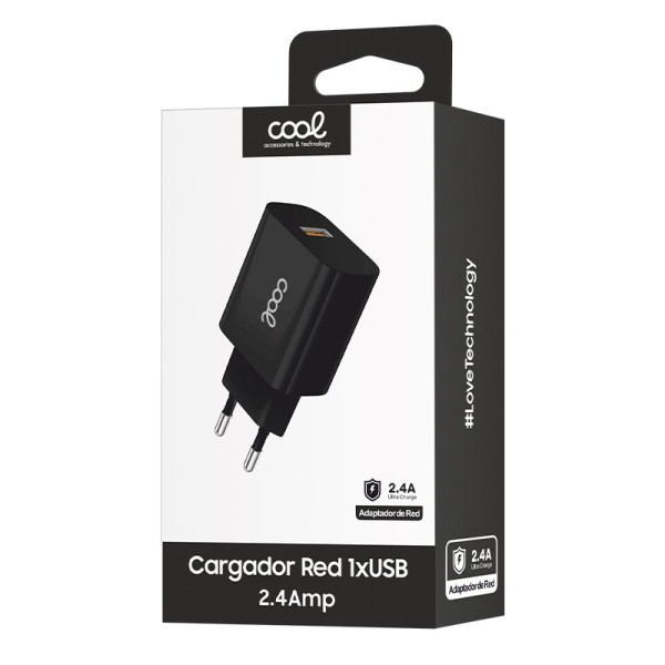 Cargador Red Adaptador 1x USB Universal COOL (2.4 Amp) Negro M 2