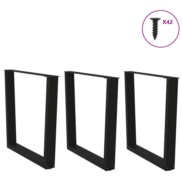 Pernas para mesa de jantar em V 3 peças. preto. 80x(72-73.3) cm. aço M 3