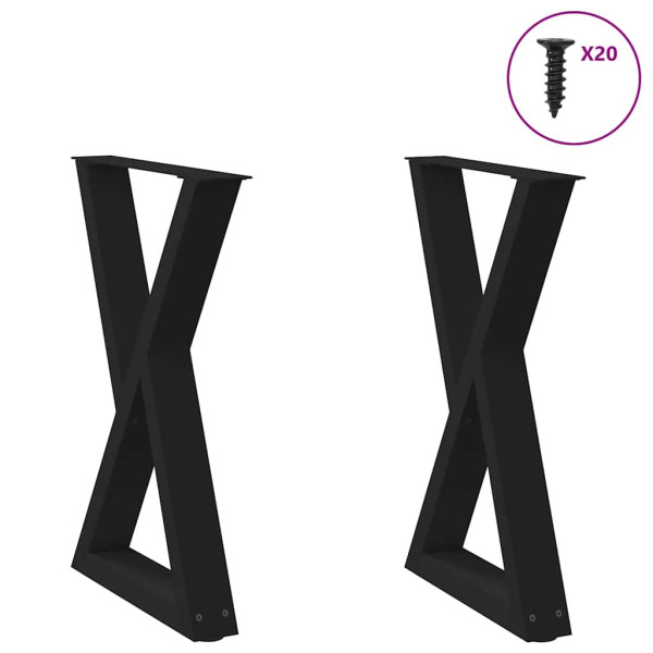 Patas para mesa de comedor 2 uds acero negro 50x(72-73.3) cm D