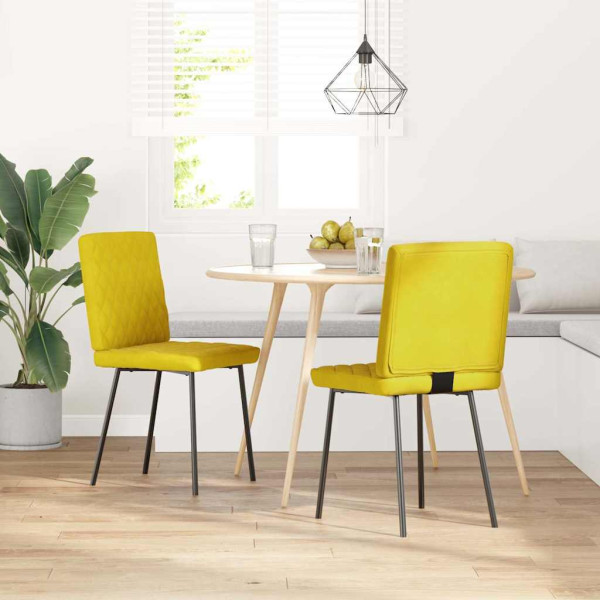Sillas de comedor 2 unidades terciopelo amarillo M 2