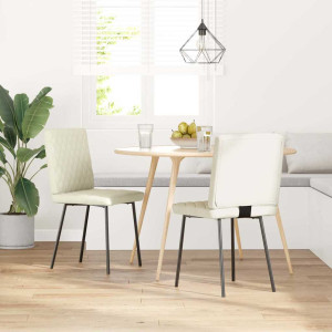 Cadeiras de jantar 2 pcs veludo cor creme H