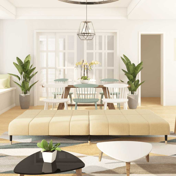 Sofá-cama de 2 lugares veludo cor creme M 3