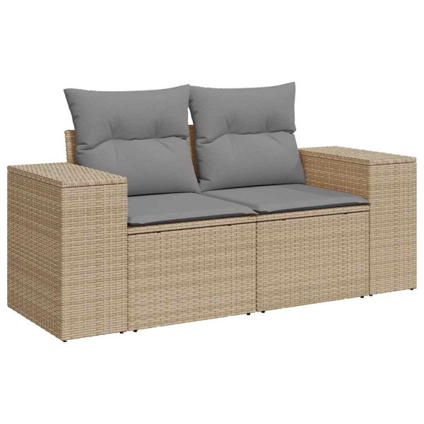 Set sofás jardín y cojines 10 pzas ratán sintético acacia beige M 5