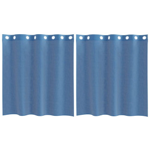 Cortinas de gasa con ojales 2 uds azul real H