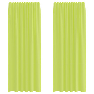 Cortinas de voile com aba 2 pcs verde-maçã H