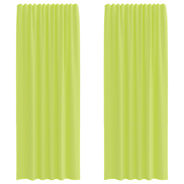 Cortinas de voile com aba 2 pcs verde-maçã M 2