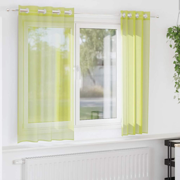 Cortinas de gasa con ojales  2 uds verde manzana 140x175 cm D