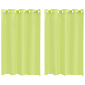 Cortinas de voile com ilhós 2 pcs verde-maçã 140x175 cm H