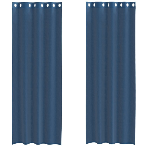 Cortinas de gasa con ojales 2 uds azul real M 2