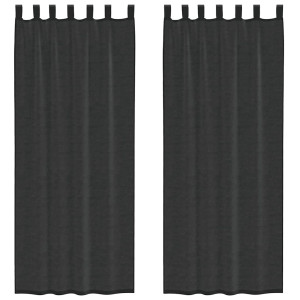 Cortinas de voile com bolsos para varão 2 pcs preto H