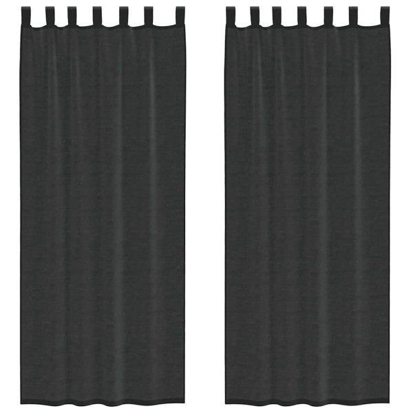 Cortinas de gasa con bolsillos para varillas 2 uds. negro M 2